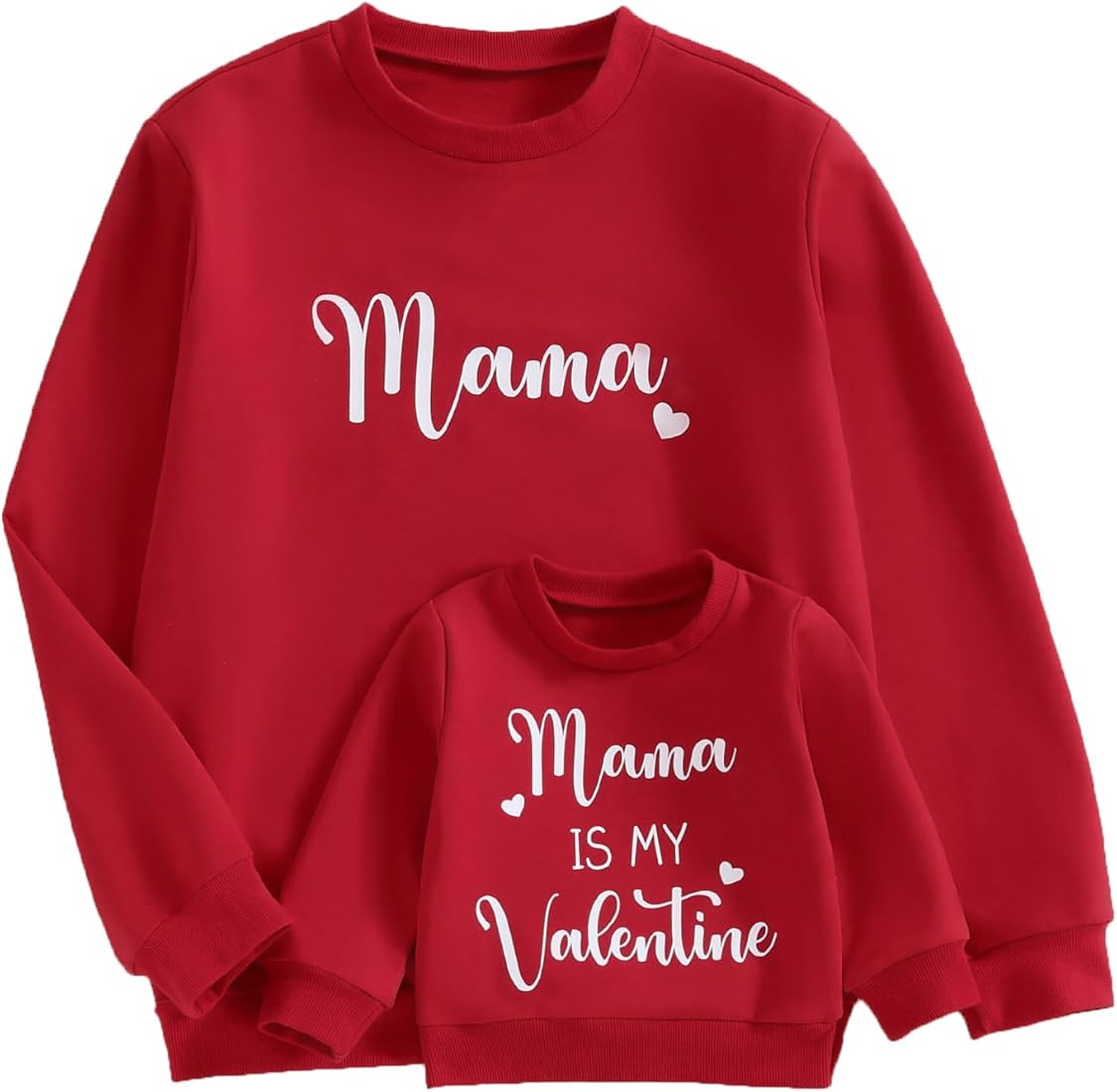 Omkzanbi Mommy and Me Valentines Day Outfit Mama & Mama is My Valentine Sweatshirt Long Sleeve Pu... | Amazon (US)
