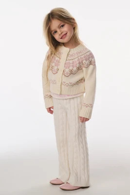 Little Girls Wrenna Fair Isle Cardigan RED VELVET TRUFFLE / 6 | LoveShackFancy