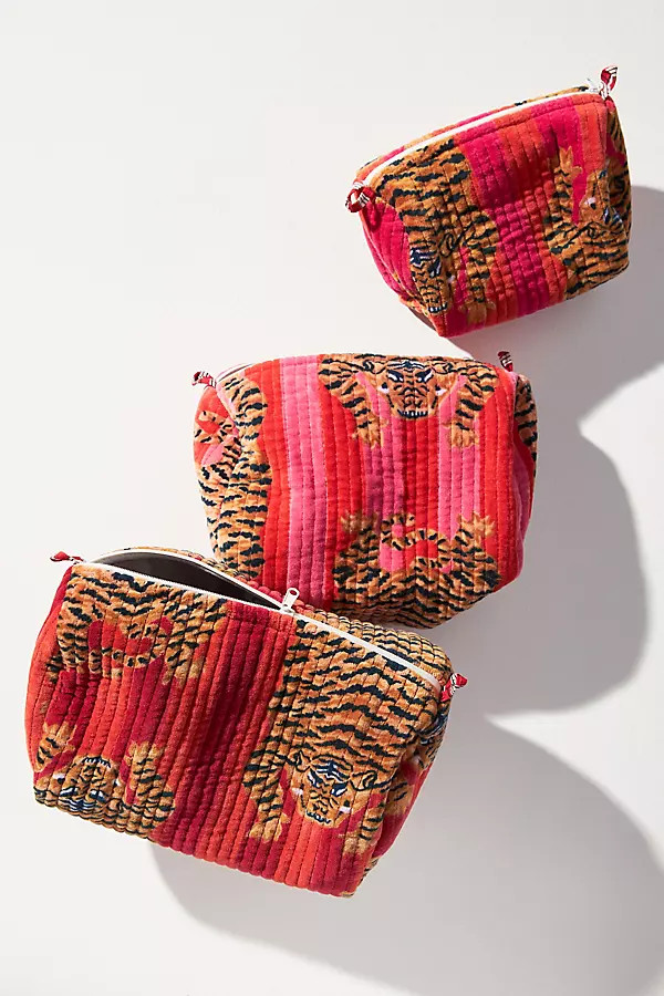 Tiger Stripe Velvet Travel Bags, Set of 3 | Anthropologie (US)