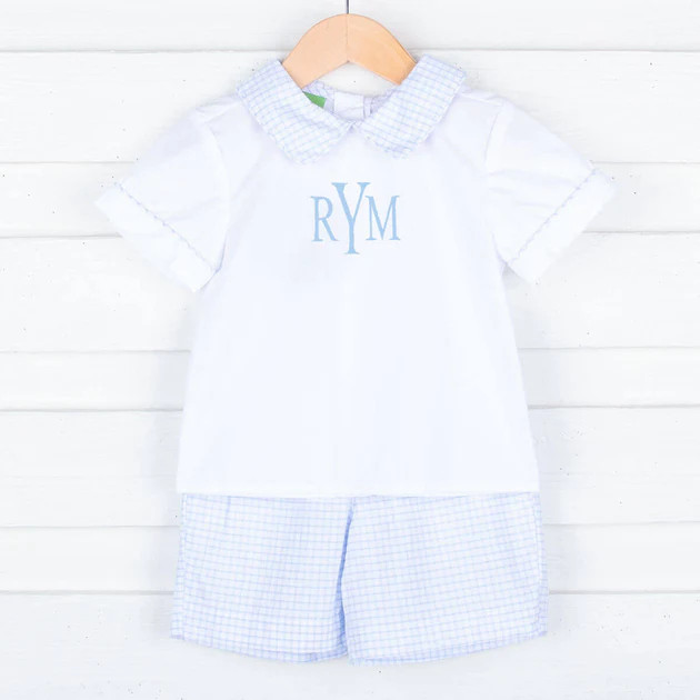 Blue Seersucker Short Set | Classic Whimsy