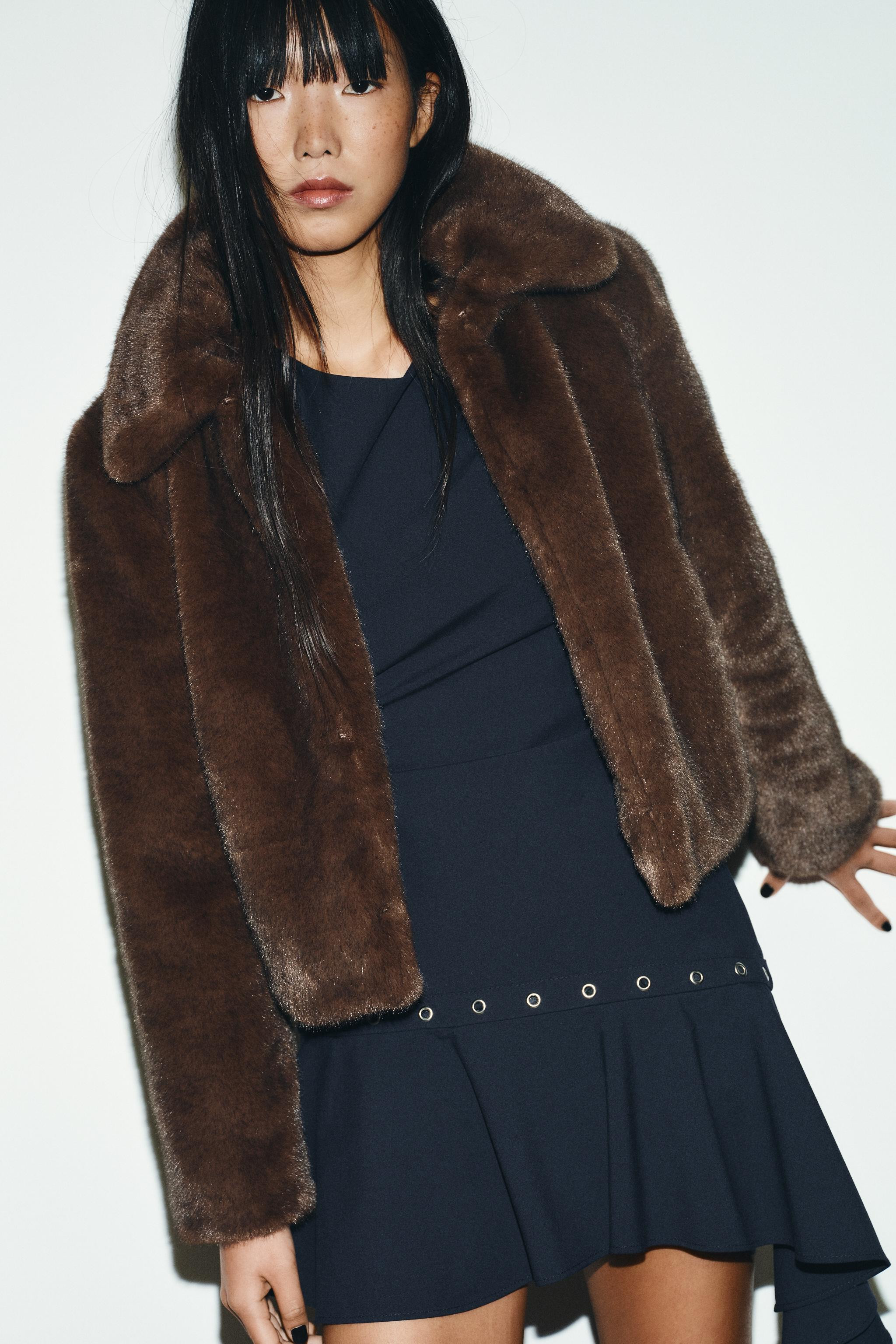 FAUX FUR SHORT COAT WITH TOGGLES | Zara UK