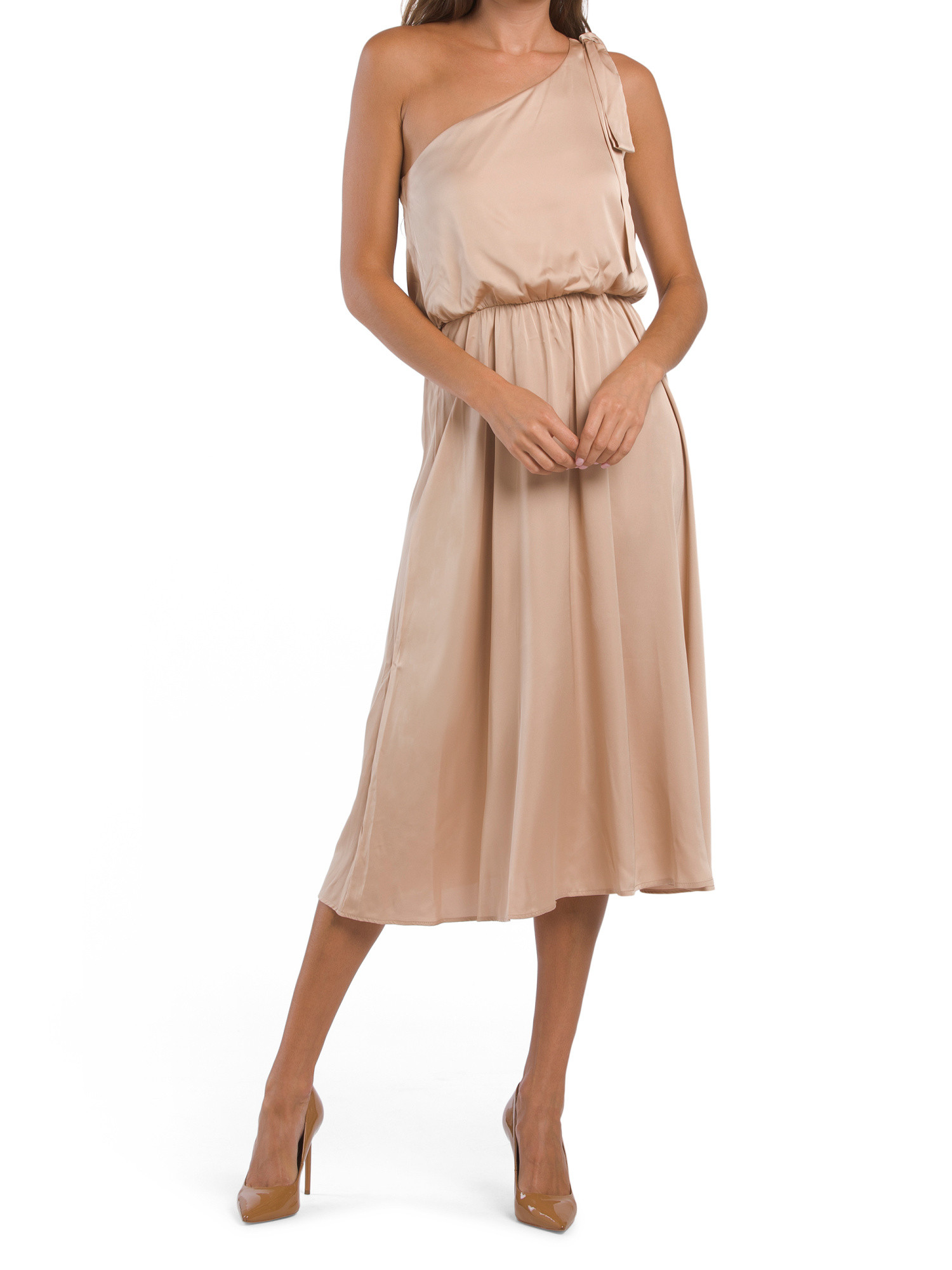 Satin Tie One Shoulder Midi Dress | TJ Maxx