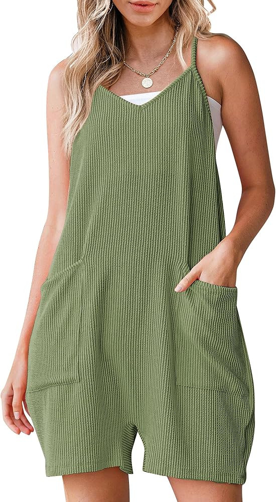 luvamia Rompers for Women Sleeveless Summer Short Jumpsuits Adjustable Straps Overall Shorts Reso... | Amazon (US)