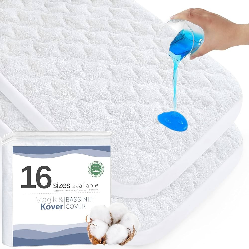 Waterproof Bassinet Mattress Pad Cover 28" x 23" - Fit for 4moms Breeze Plus Bassinet, 2 Pack Qui... | Amazon (US)