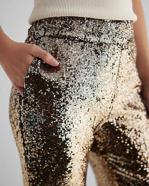 High Waisted Sequin Joggers | Express