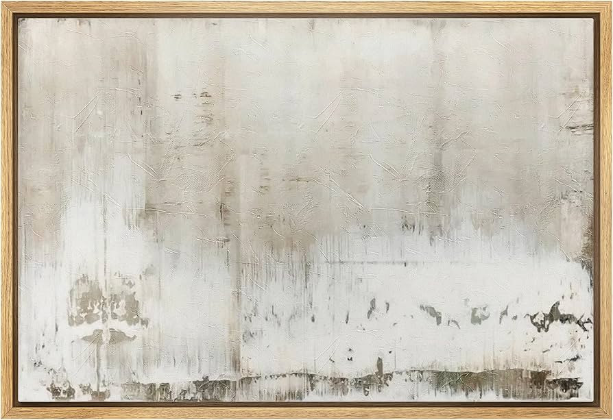 wall26 Framed Canvas Print Wall Art Pastel Minimal Grunge Brown White Paint Strokes Abstract Shap... | Amazon (US)