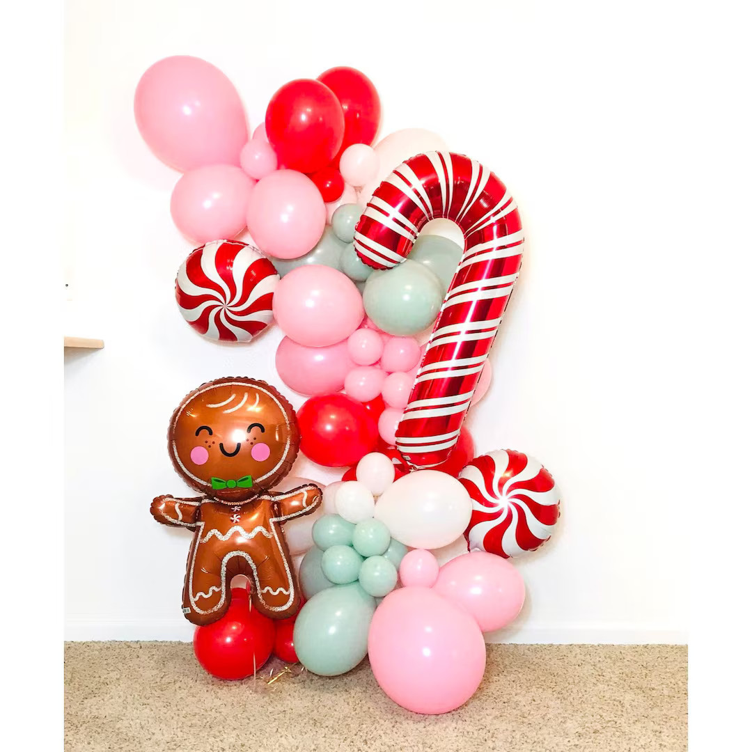 Gingerbread Balloon, Candy Cane, Gingerbread Balloon Garland, Christmas Balloon Garland, Friendsm... | Etsy (US)