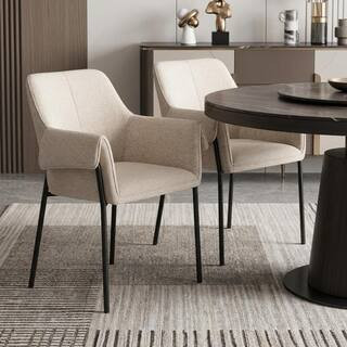 Beige Upholstery Arm Chair (Set of 2) | The Home Depot