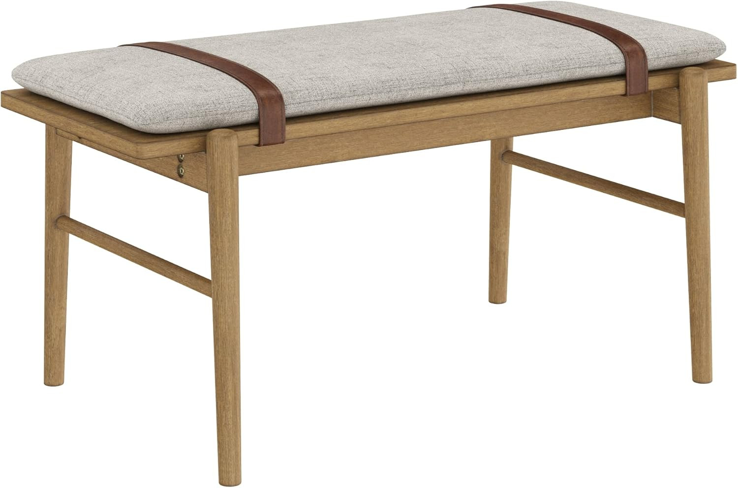Nathan James Gugan Mid-Century Wooden Bench Seat, End of Bed Bench with Removable Fabric Cushion ... | Amazon (US)