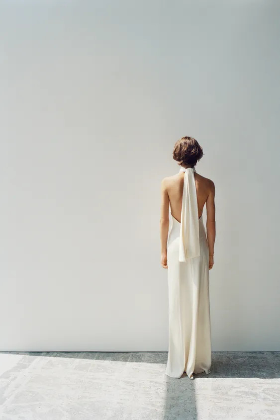 SATIN TIE-DETAIL MAXI DRESS | Zara US