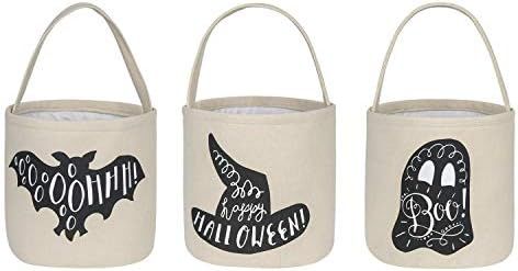 3 Pcs Halloween Trick or Treat Bucket - Candy Basket Tote Bag for Kids（Magic Hat, Ghost, Bat） | Amazon (US)