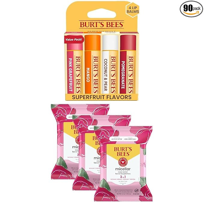Burt's Bees Bundle - Superfruit Lip Balm, Grapefruit, Mango, Coconut & Pear, Pomegranate 4 Tubes,... | Amazon (US)