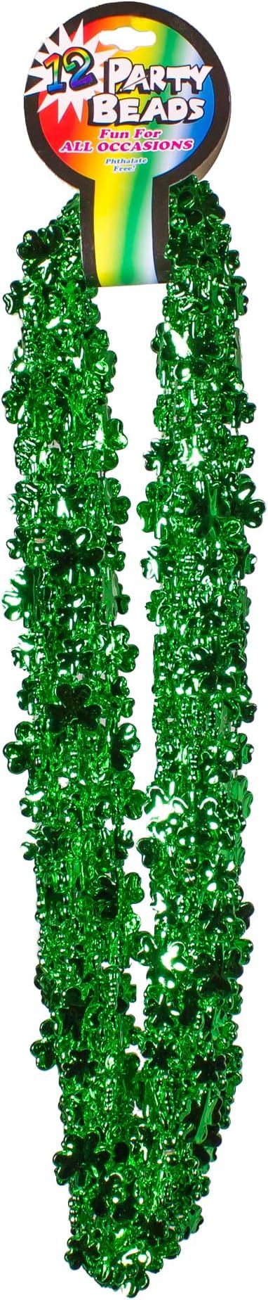 12 Pack St. Patrick's Day Shamrock Bead Necklaces - Green Irish Clover Party Favors for Celebrati... | Amazon (US)
