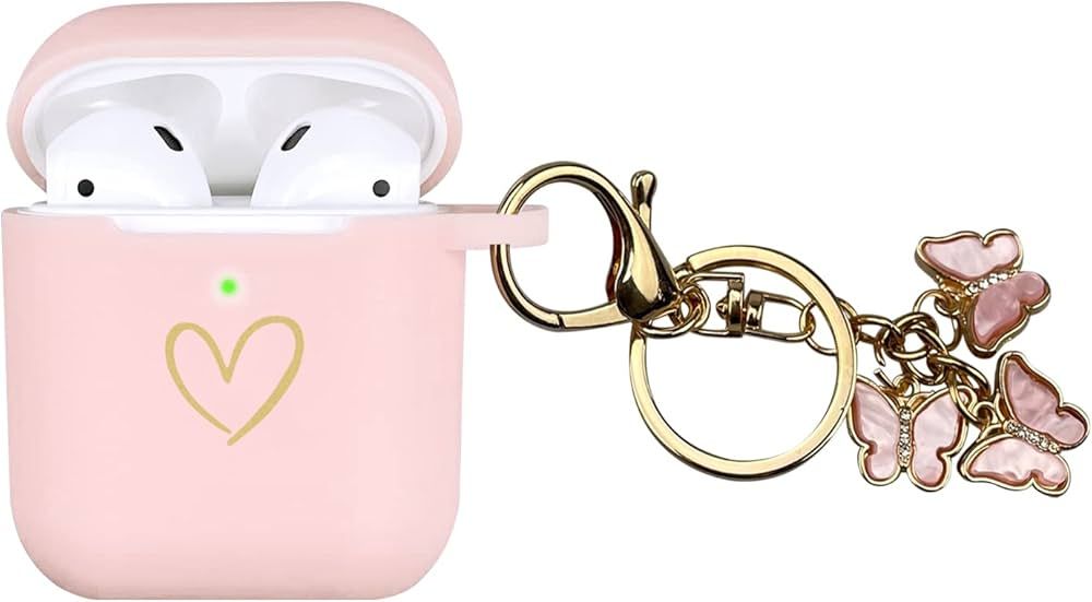 Compatible with AirPods Case Cover, Soft Silicone Case with Gold Heart Pattern for AirPods 2&1 Ge... | Amazon (US)