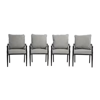 Thomas Lake Set of 4 Gray Steel Frame Stationary Dining Chair with Gray Cushioned Seat | Lowe's