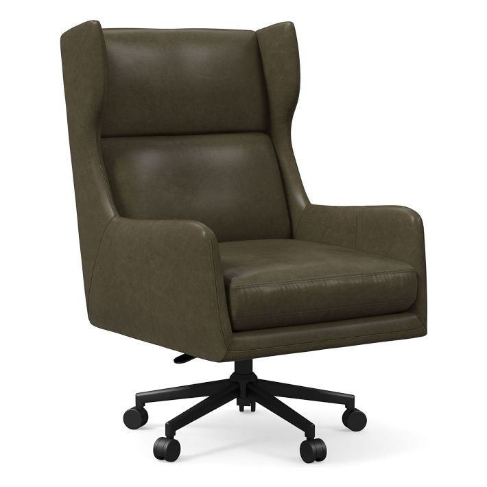 Ryder Leather Swivel Office Chair | West Elm (US)