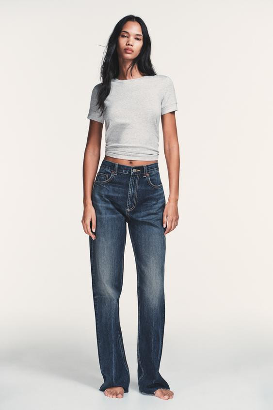 TRF WIDE-LEG HIGH-WAIST FULL LENGTH JEANS | Zara UK