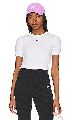 Nike Essential Slim Crop T-shirt in White from Revolve.com | Revolve Clothing (Global)