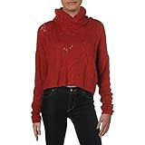 Free People Womens Shades of Dawn Crop Knit Turtleneck Sweater Red S | Amazon (US)