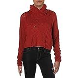 Free People Womens Shades of Dawn Crop Knit Turtleneck Sweater Red S | Amazon (US)