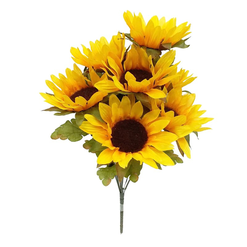 9-Head Yellow Sunflower Bush, 18" | At Home