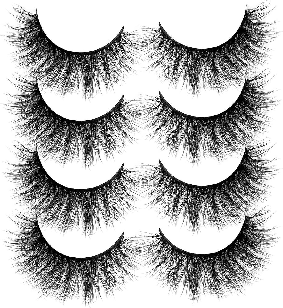 ALICROWN Faux Mink Lashes Pack 3D Volume Natural Fluffy Wispies Cross False Eyelashes | Amazon (US)