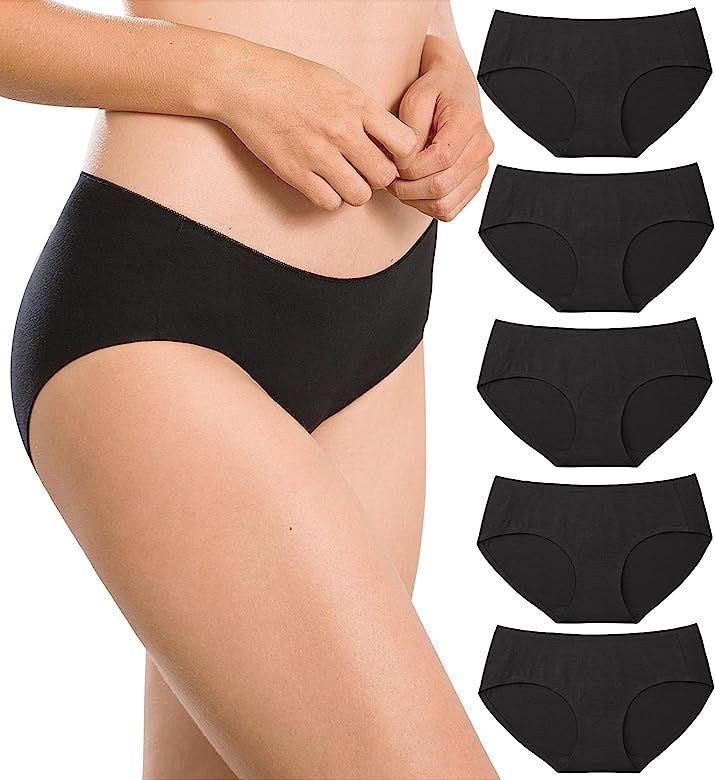 Womens Underwear Cotton Seamless Soft Hipster Panties Ladies Mid Rise Bikini | Amazon (US)