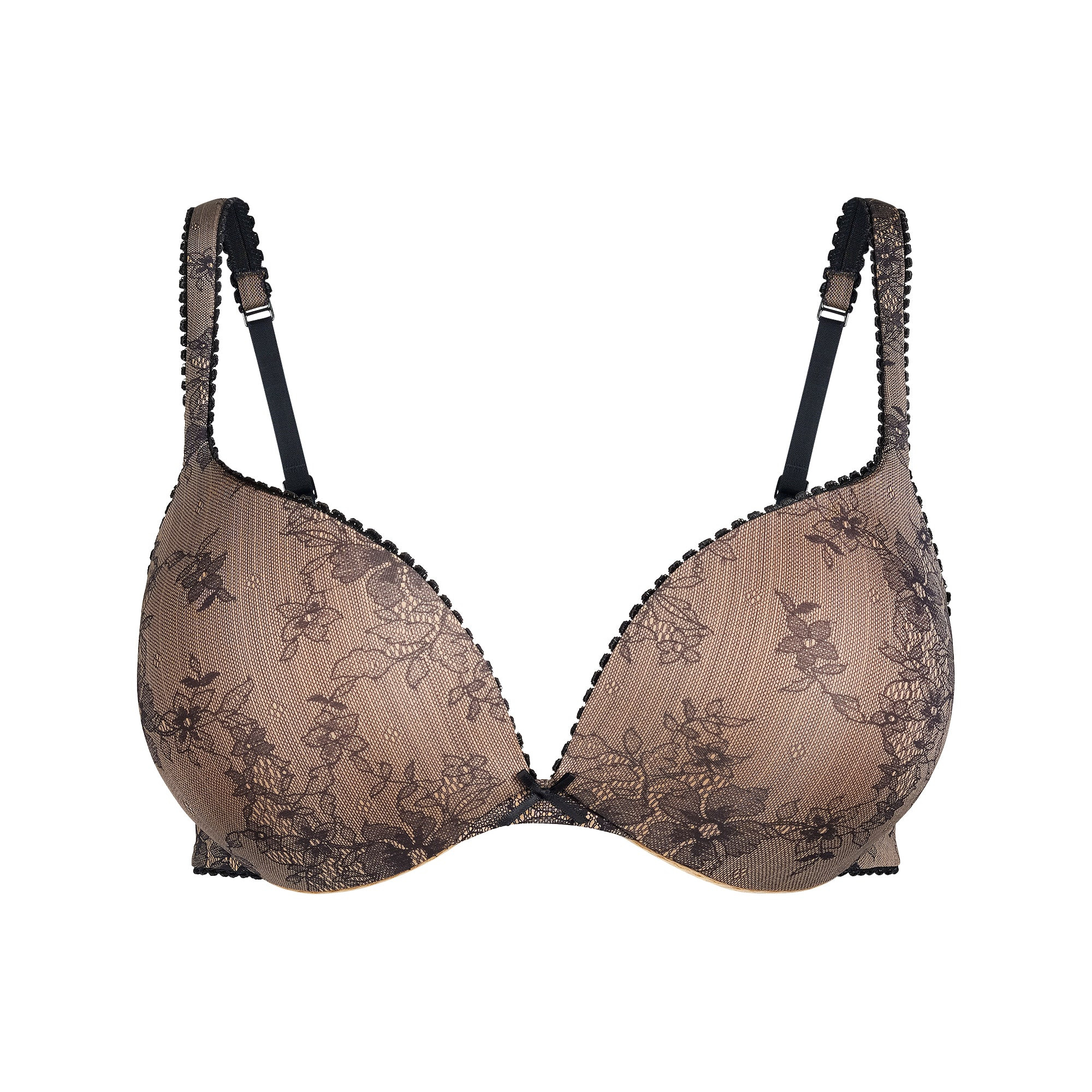 SKIMS ULTIMATE PICOT TEARDROP PUSH-UP BRA | CLAY ONYX LACE PRINT | SKIMS (US)