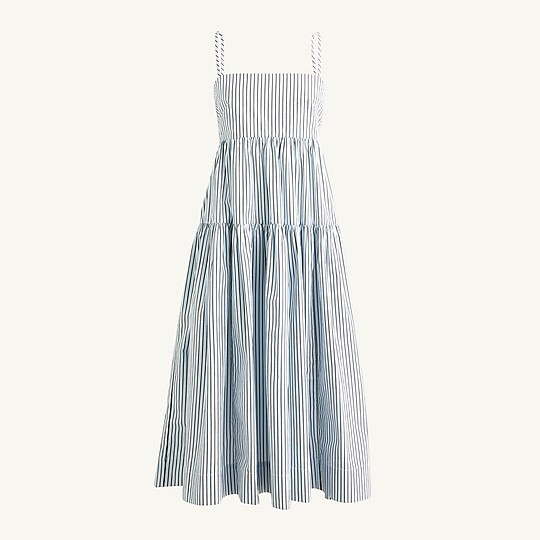 Tie-back tiered dress in stripe | J. Crew US