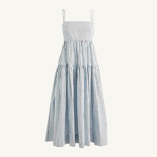 Tie-back tiered dress in stripe | J.Crew US