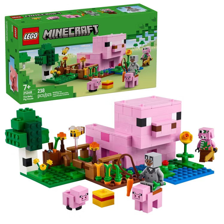 LEGO Minecraft The Baby Pig House Toy Figures and Building Playset 21268 | Target