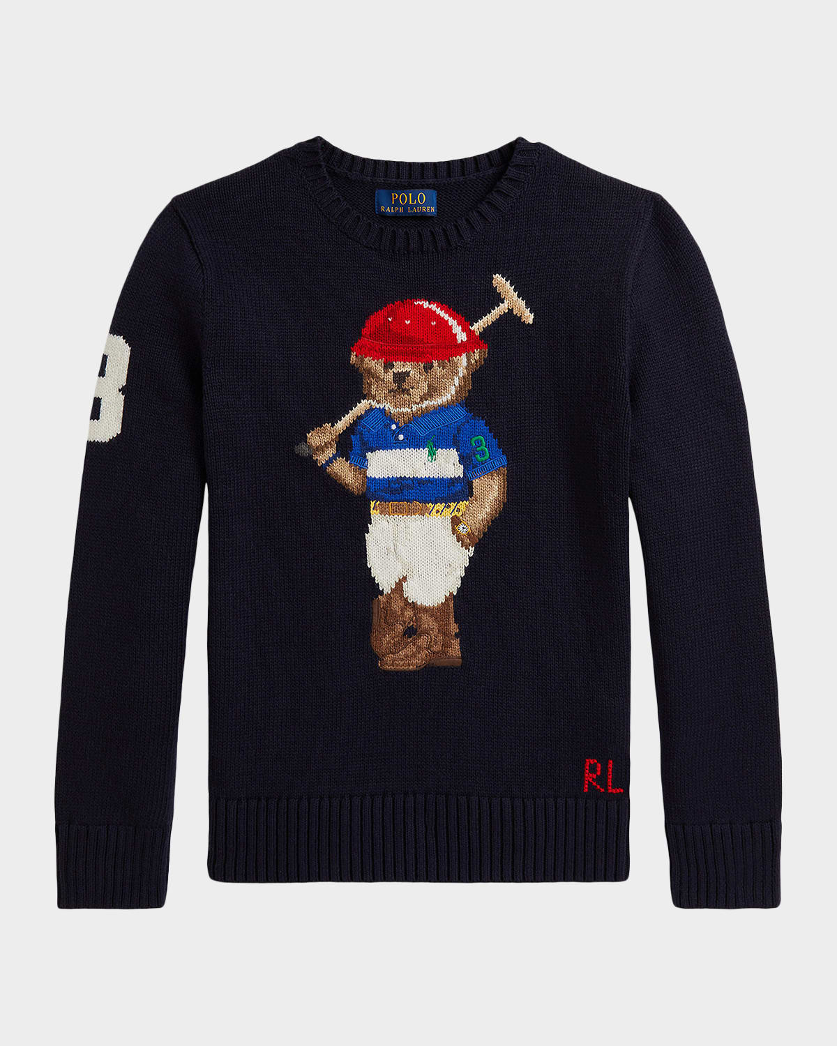 Boy's Polo Bear intarsia Crewneck Sweater, Size S-XL | Neiman Marcus