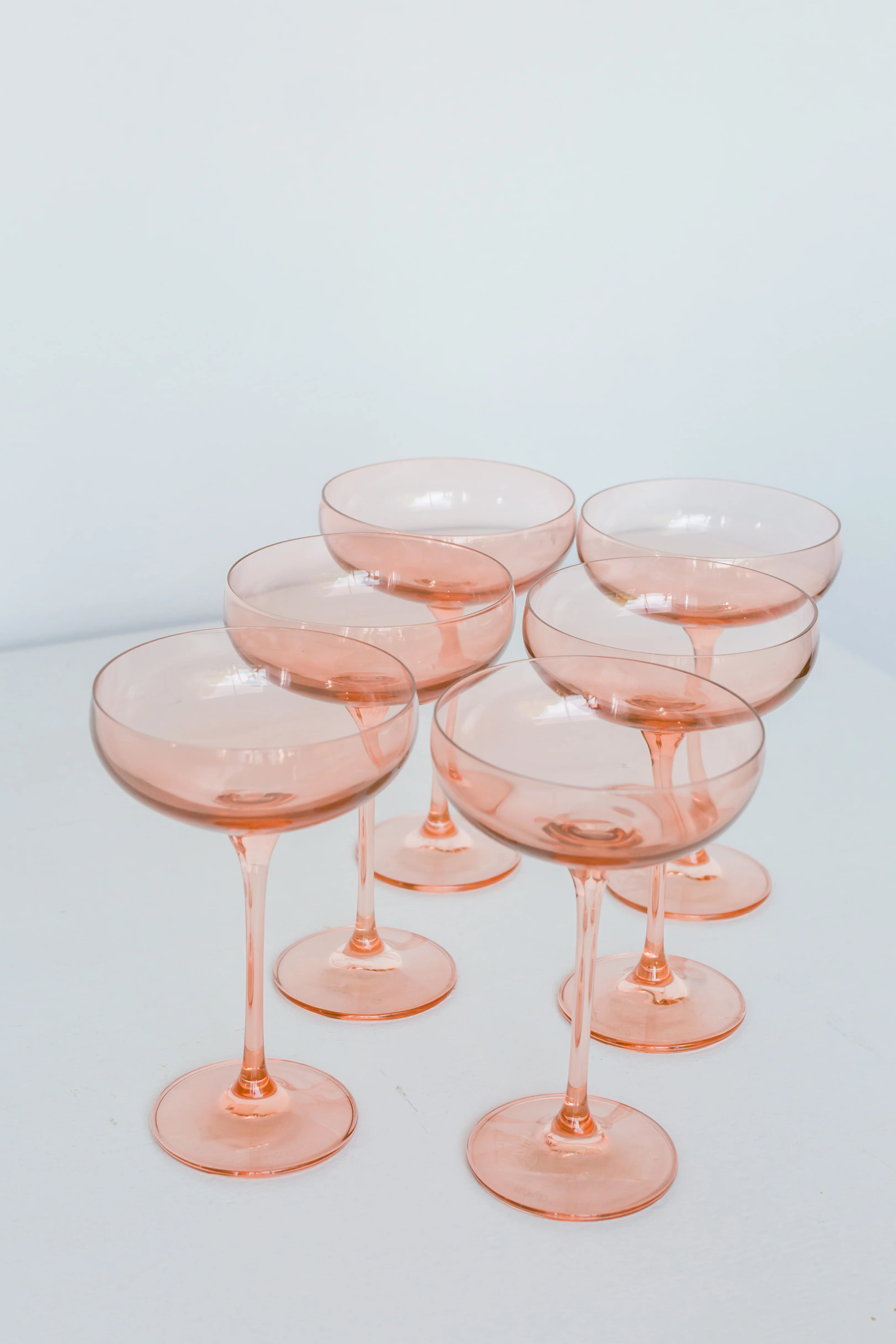 Estelle Colored Champagne Coupe Stemware - Set of 6 {Blush Pink} | Estelle Colored Glass