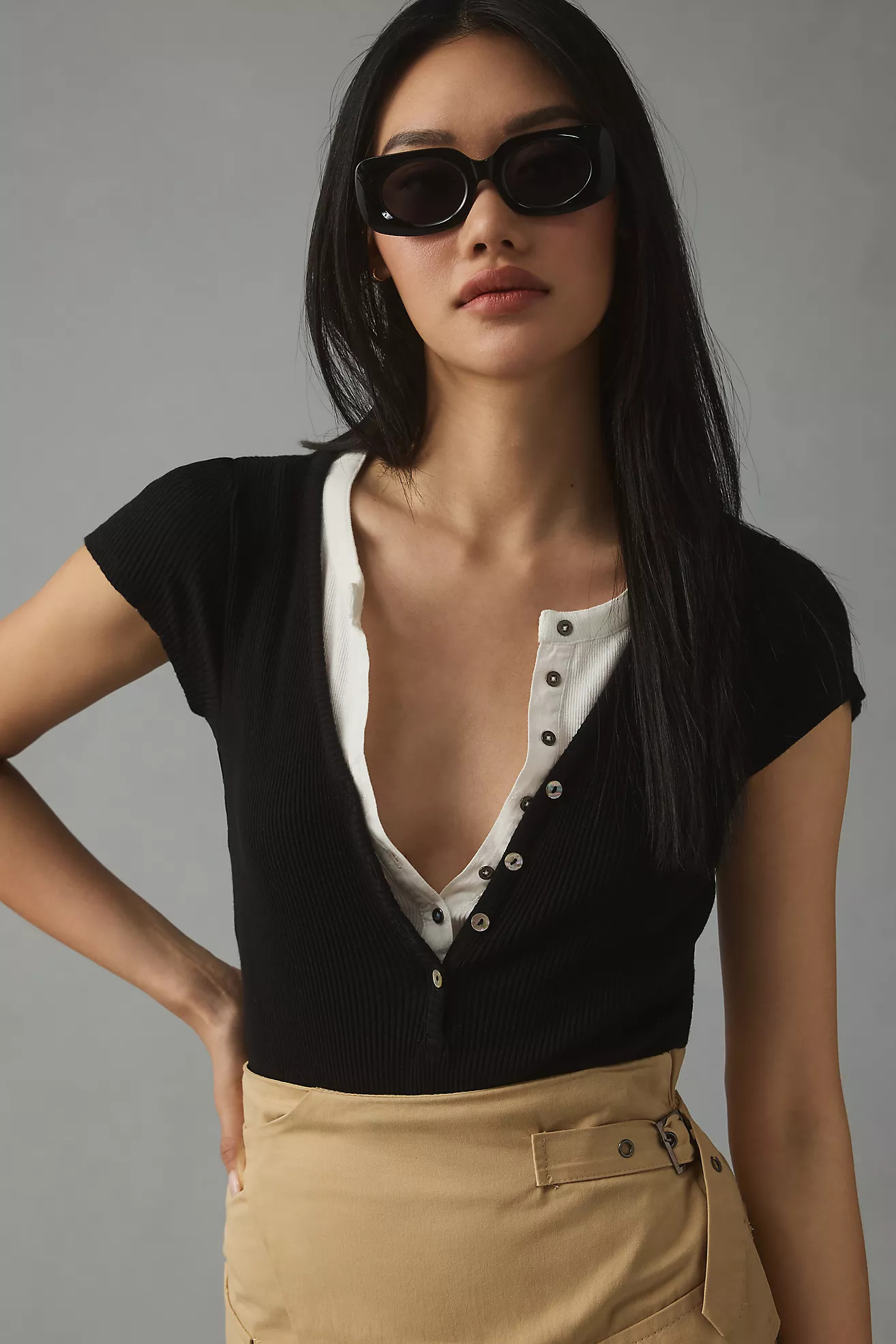 By Anthropologie Ribbed Henley Tee | Anthropologie (US)