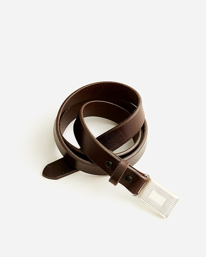 Classic leather belt with removable silver-plated buckle | J. Crew US