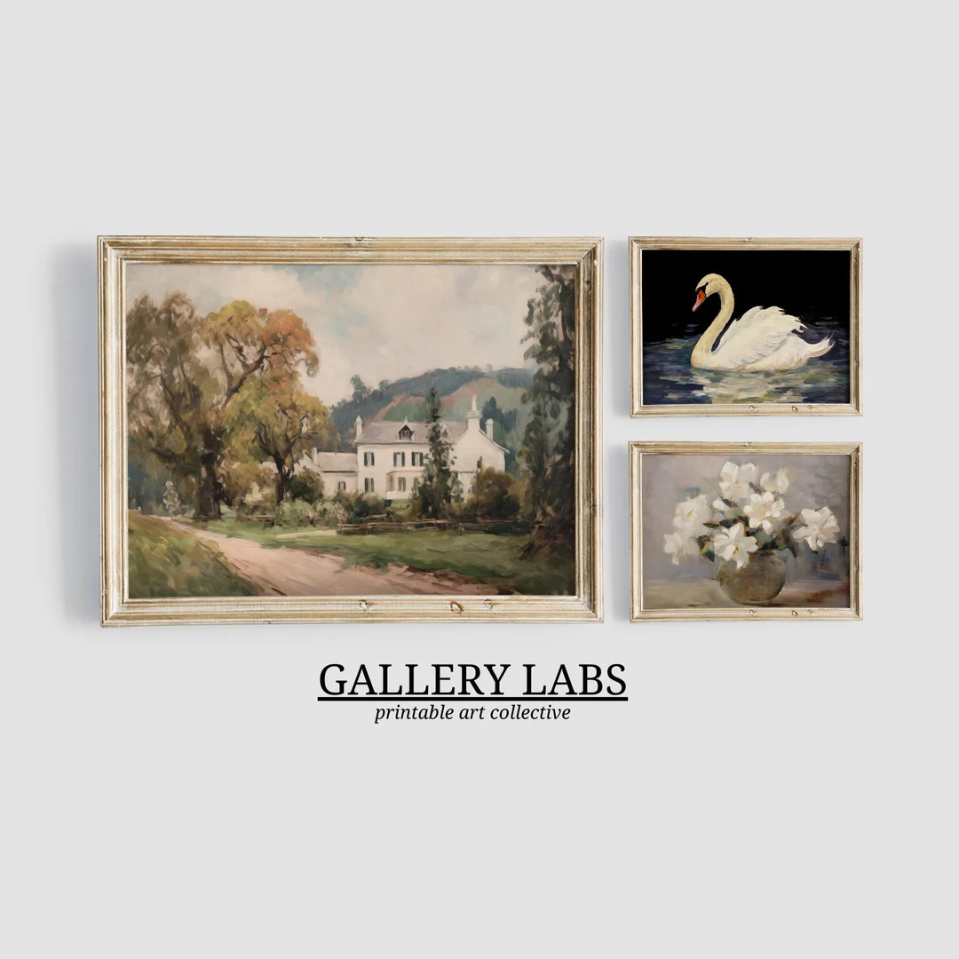 Vintage Farmhouse Wall Art Set of 3 Prints DOWNLOADABLE Flower Still Life PRINTABLE Gallery Wall ... | Etsy (US)