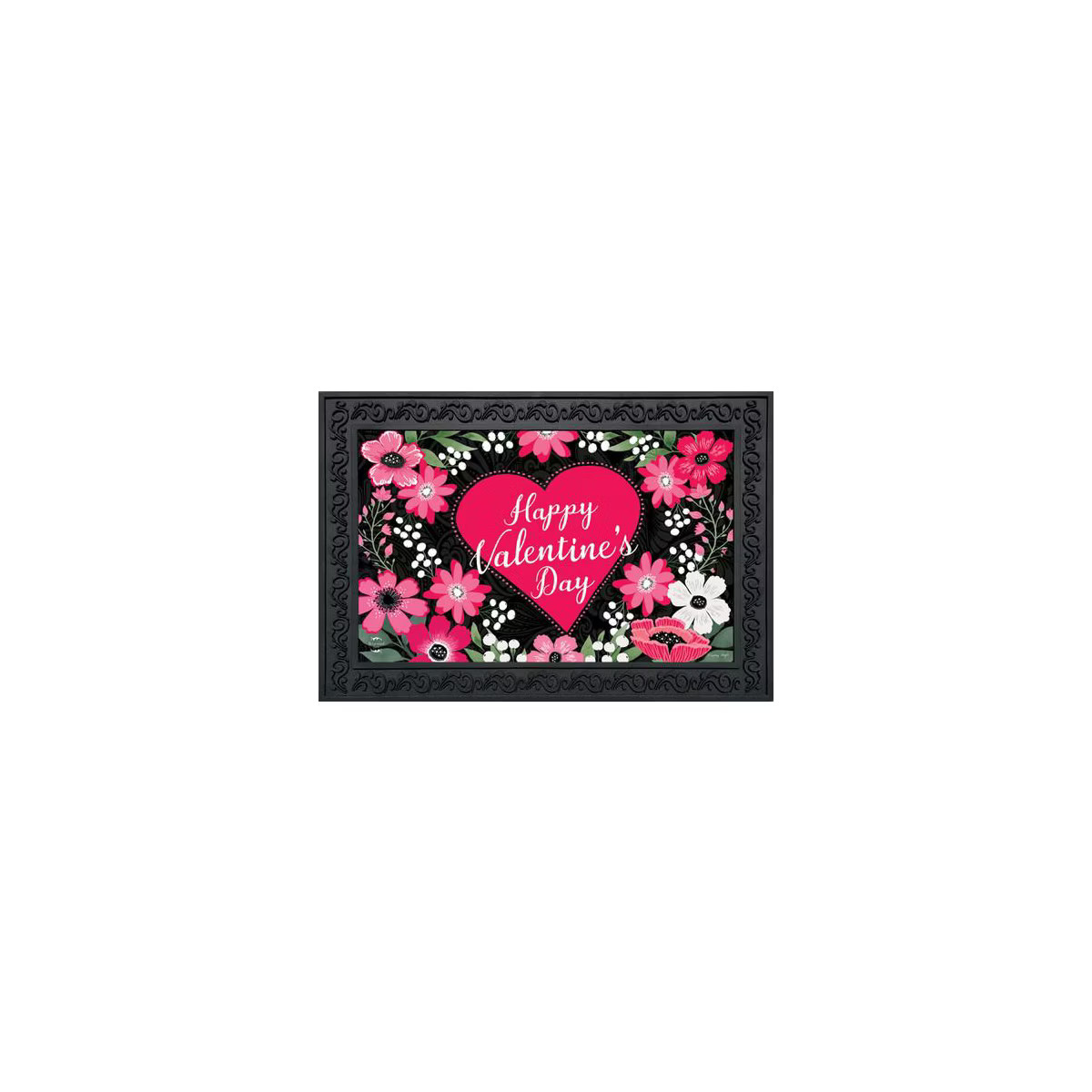 Briarwood Lane Happy Valentine's Floral Doormat Love Heart Indoor Outdoor 30" x 18" | Target