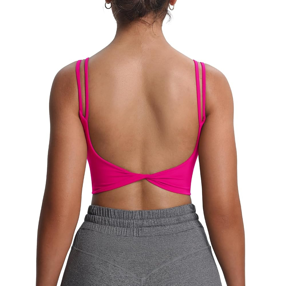 Aoxjox Women's Workout Sports Bras Fitness Yoga Crop Tank Twist Back Cami | Amazon (US)