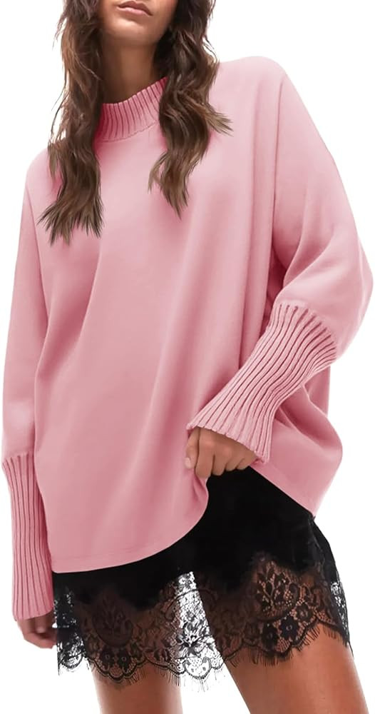 Cicy Bell Womens Mock Neck Sweaters Batwing Long Sleeve Chunky Knit Pullover Oversized Fall Casua... | Amazon (US)