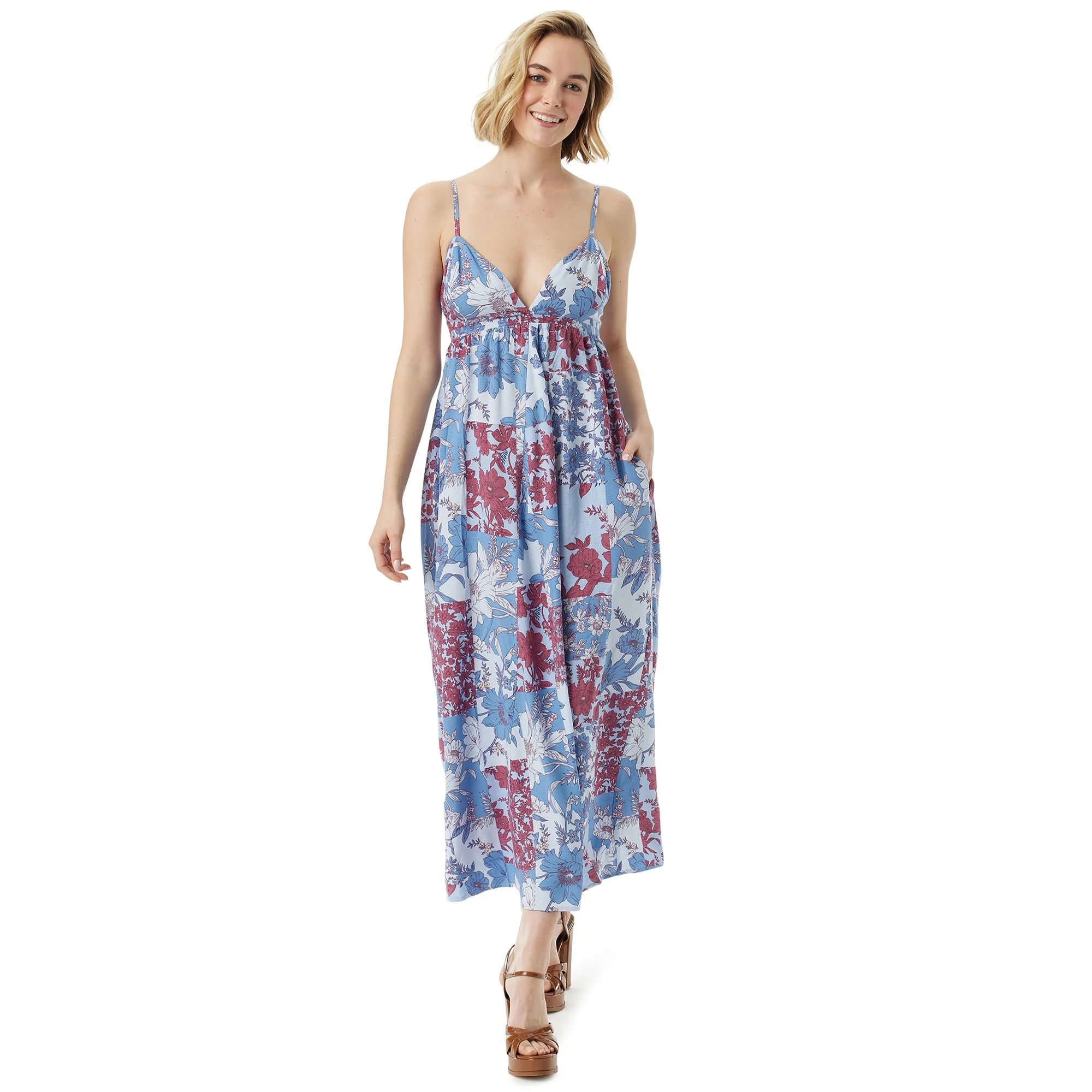 Jessica Simpson Women's and Women's Plus Open Back Maxi Cami Dress | Walmart (US)