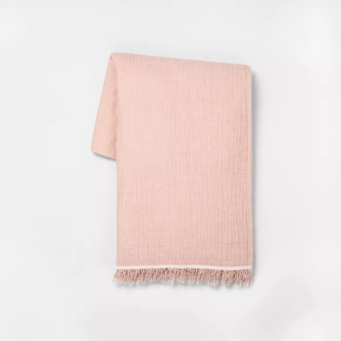 60" x70" Solid Gauze Throw Blanket Rose Gold - Hearth & Hand™ with Magnolia | Target