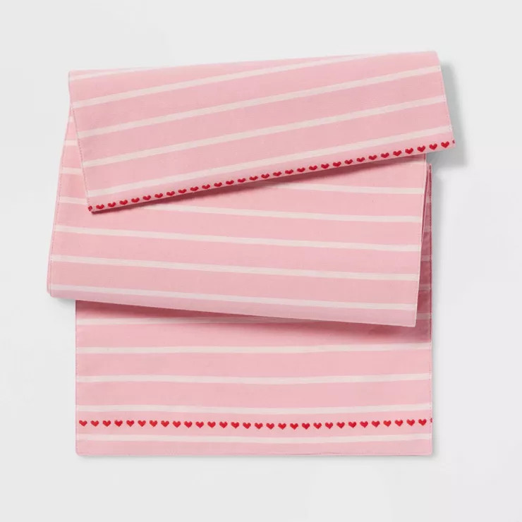 72" x 14" Cotton Dobby Stripe Table Runner Pink - Threshold™ | Target