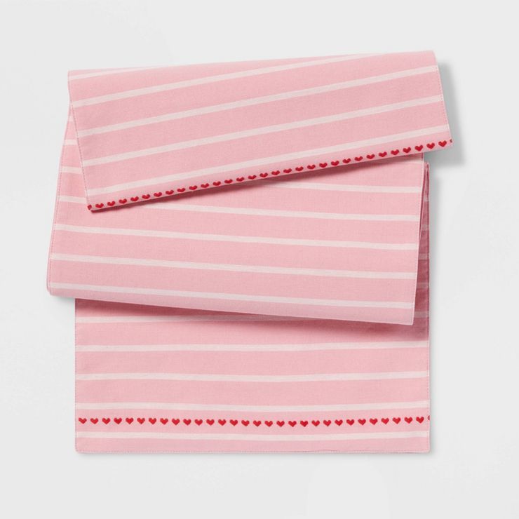 72" x 14" Cotton Dobby Stripe Table Runner Pink - Threshold™ | Target