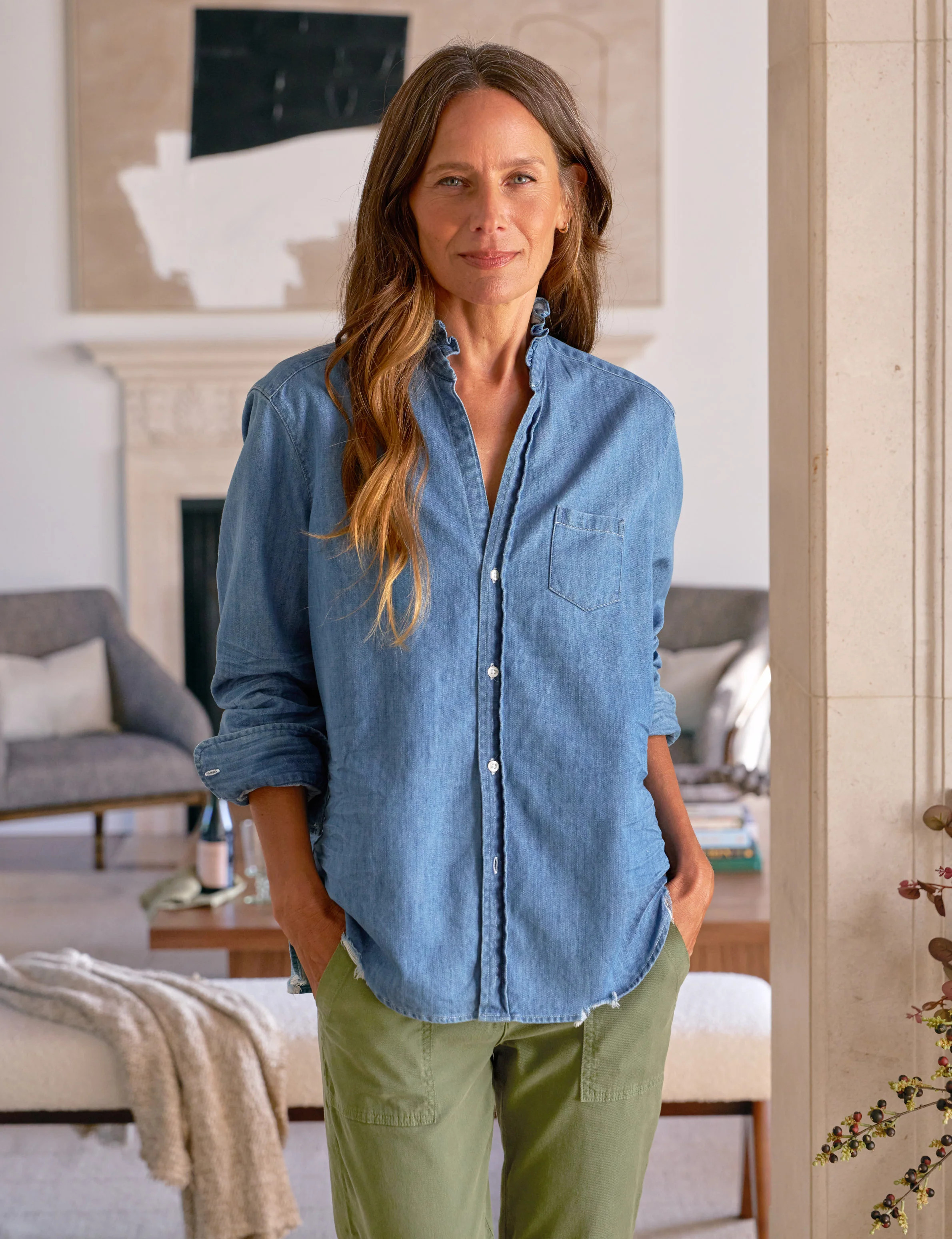 EILEEN RUFFLE Vintage Stonewashed Indigo, Famous Denim | Frank & Eileen