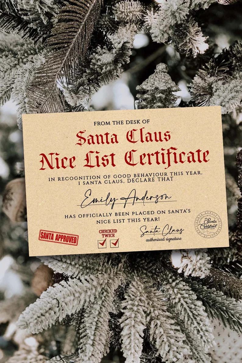 EDITABLE Santa Claus Official Nice List Certificate Letter From The Desk Of Santa North Pole Mail... | Etsy (US)