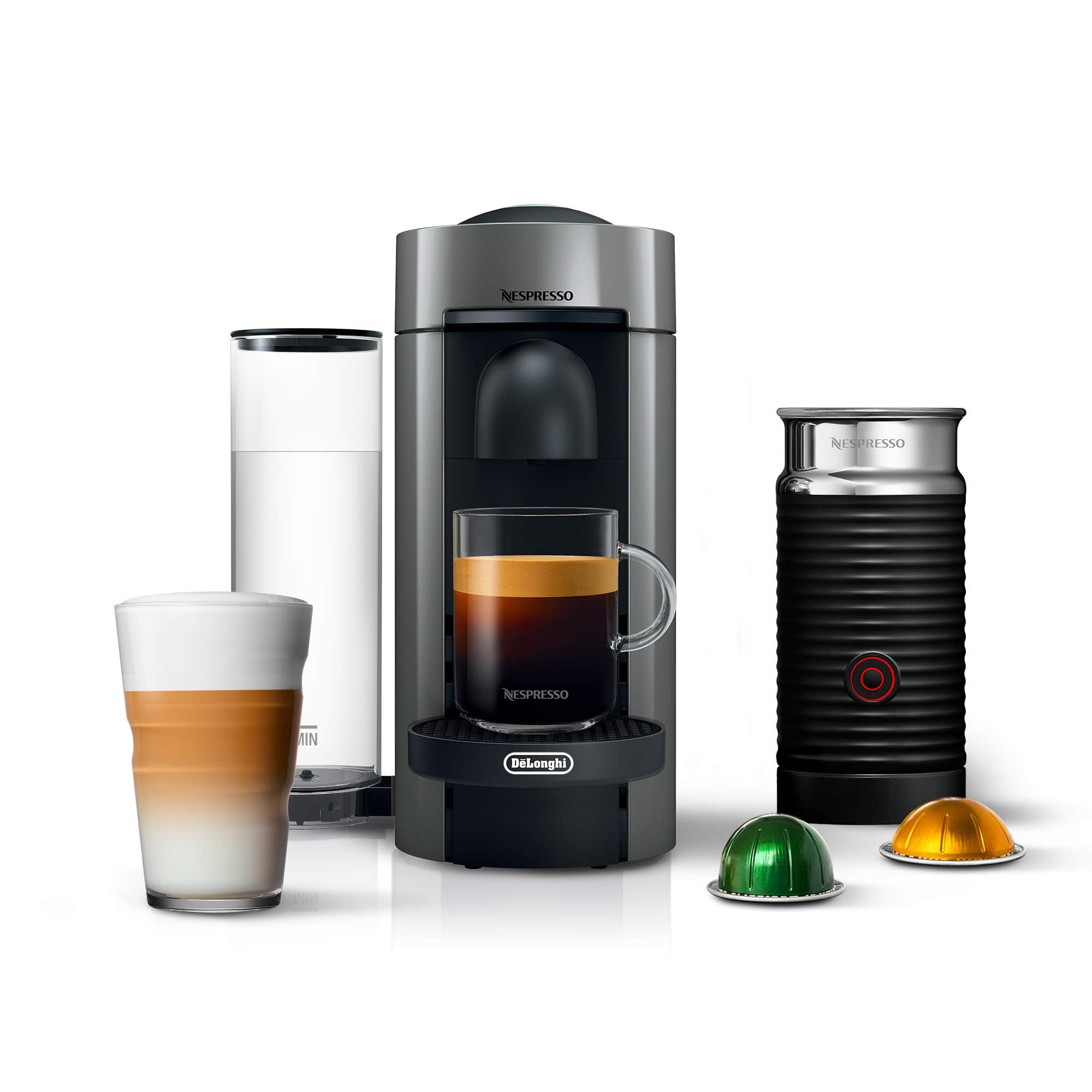 Nespresso Vertuo Plus Coffee and Espresso Maker by De'Longhi, Grey with Aeroccino Milk Frother | Amazon (US)