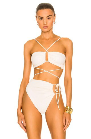 Magda Butrym Wrap Tie Bikini Top in Cream | FWRD 