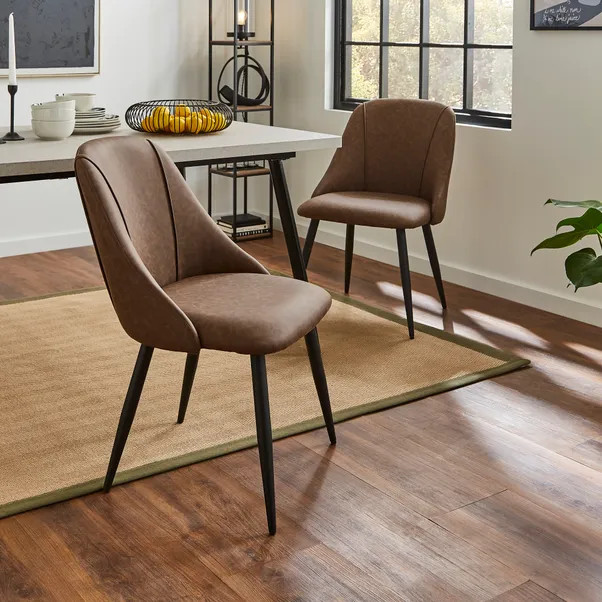 Set of 2 Luna Dining Chairs, Faux Leather | Dunelm (migrated)