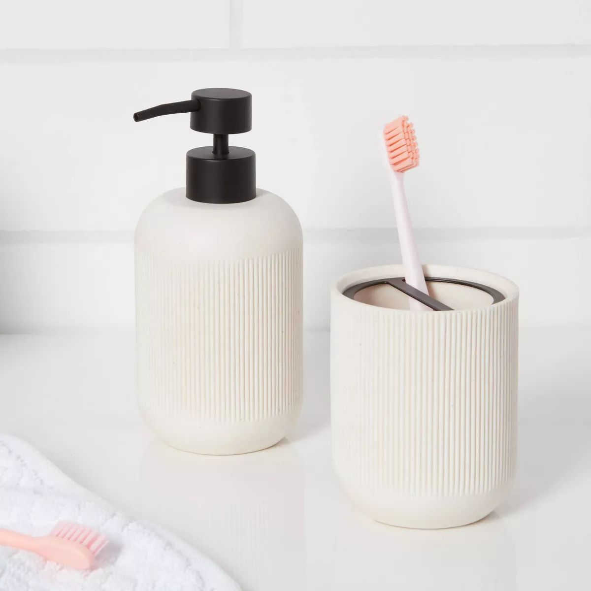 Modern Resin Toothbrush Holder Sand - Threshold™ | Target