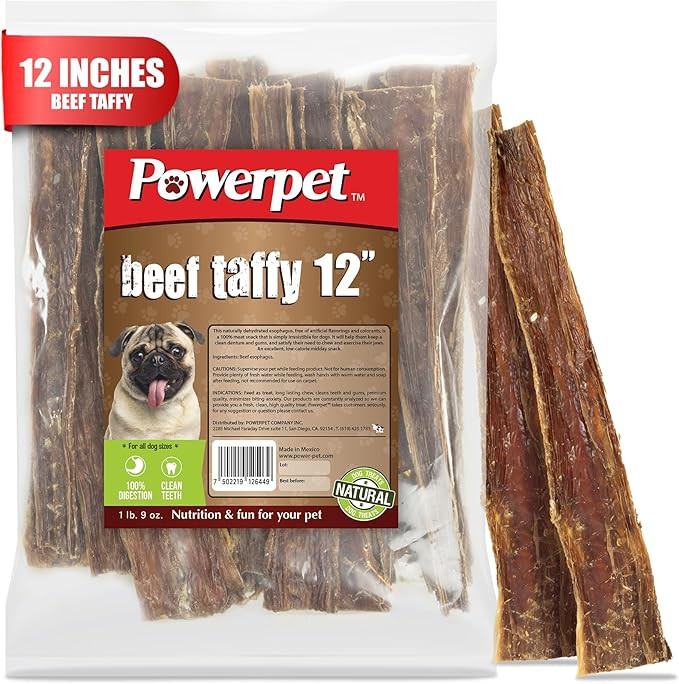 Powerpet Beef Taffy for Dogs - Natural Gullet Strips for Dogs, Low Fat & High Protein Beef Esopha... | Amazon (US)